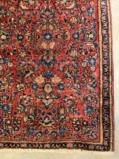 2'3"x3'11" Antique Handmade 100% Wool Persian Sarouk Rug