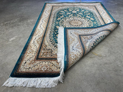 3x5 Luxurious Fine Hand-Knotted 100% Silk Signed Persiane Qume Rug Handmade