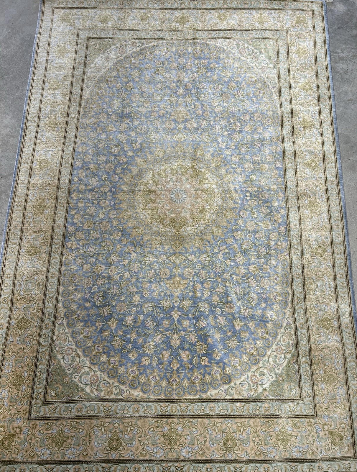 3x5 Luxurious Fine Hand-Knotted 100% Silk Persiane Qume Rug Handmade Green