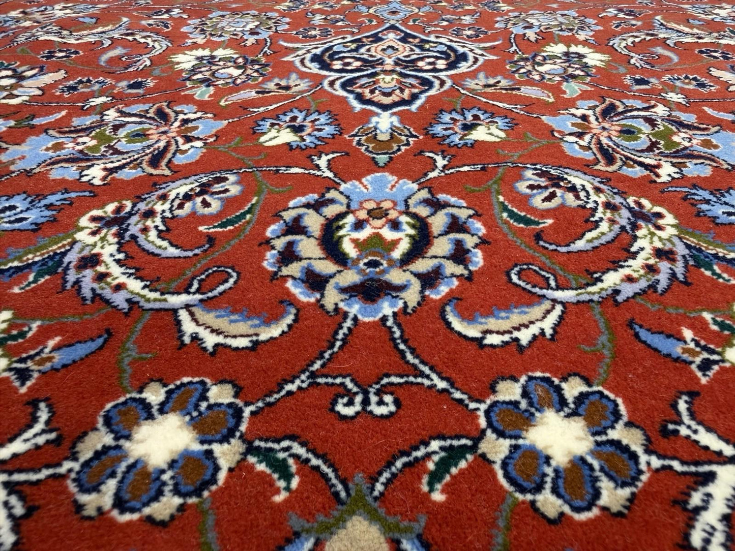 5’x8’ Hand-Knotted Fine Wool & Silk Isfahane Zolfaghari Area Rug - Red Signed