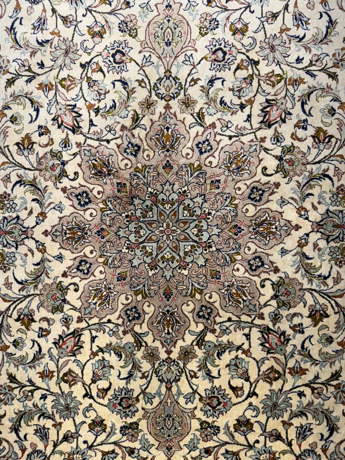 3x5 Luxurious Fine Hand-Knotted 100% Silk Persiane Qume Rug Handmade Beige