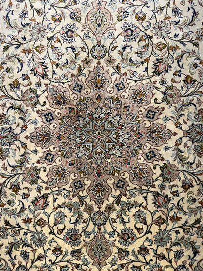 3x5 Luxurious Fine Hand-Knotted 100% Silk Persiane Qume Rug Handmade Beige