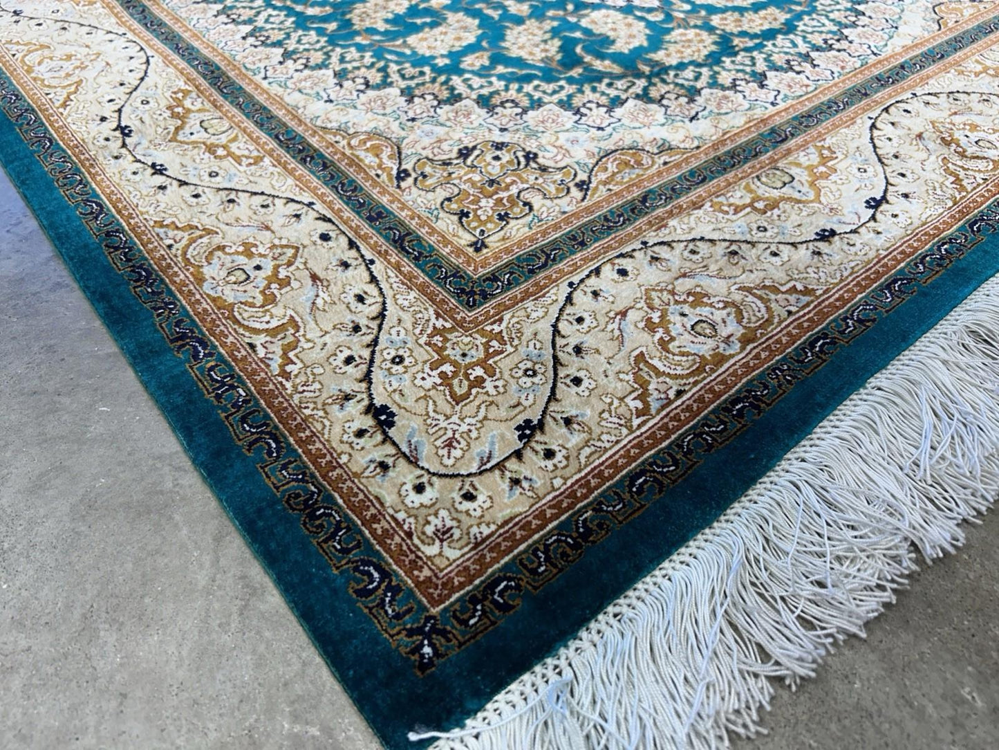 3x5 Luxurious Fine Hand-Knotted 100% Silk Signed Persiane Qume Rug Handmade