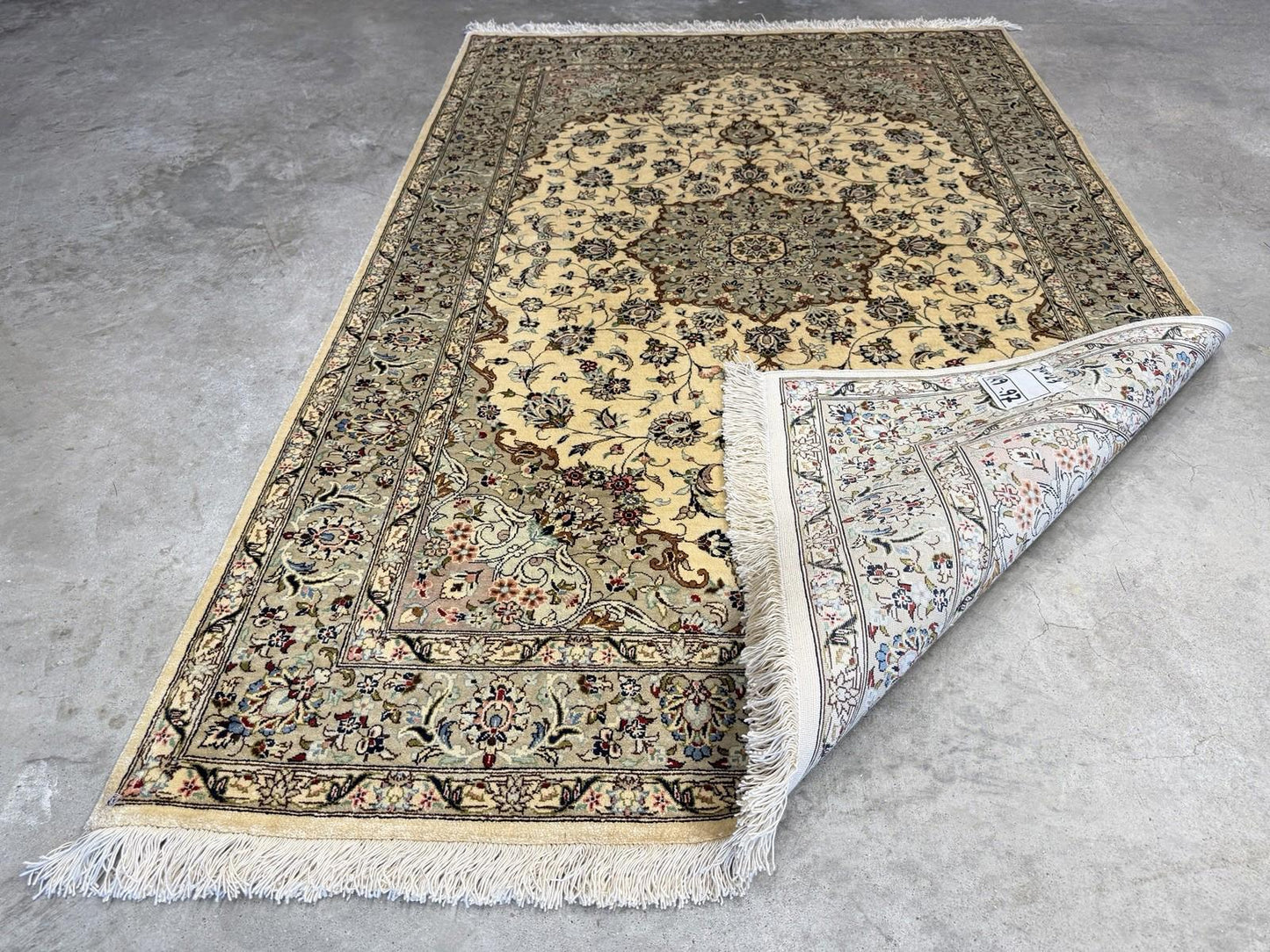 3x5 Luxurious Fine Hand-Knotted 100% Silk Persiane Qume Rug Handmade Beige