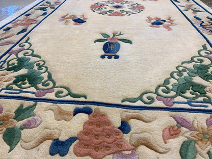 4'x7'4" Hand-Knotted Wool Art-Deco Area Rug - Handmade Carpet 4x7