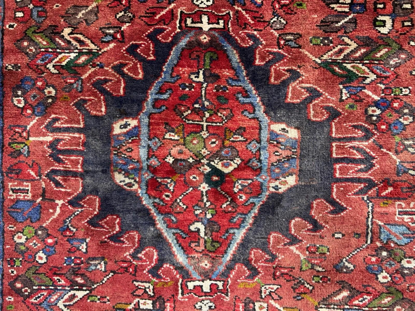 5’x12’10” Antique Hand-knotted Wool Herize Runner Rug - Handmade Red 5x13