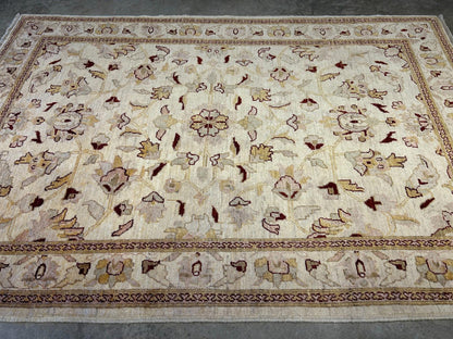 4'3"x6'1" Hand-knotted Wool All-Over Area Rug - Handmade Carpet Beige 4x6