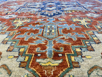 9'x11'10" Handmade 100% Wool Indian Serapi Rug