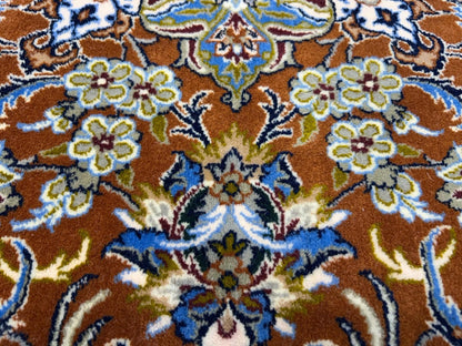 6’10”x9’10” Hand-Knotted  Fine Wool & Silk Isfahane  Area Rug - Medallion Carpet