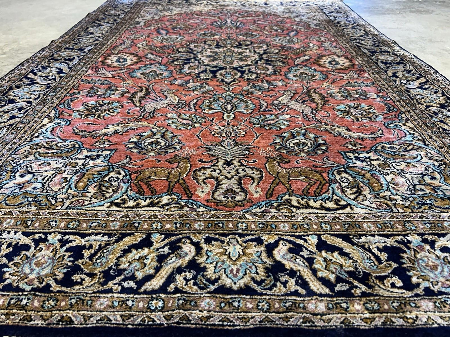 3x5 Luxurious Fine Hand-Knotted 100% Silk Pictorial Persiane Qume Rug Handmade