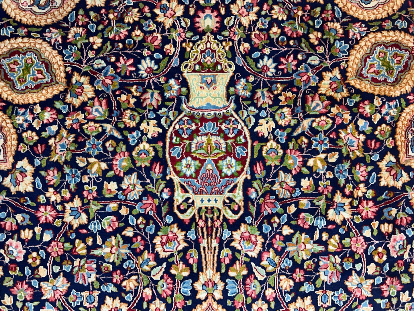 11'1"x15'10" Semi-Antique Hand-Knotted Handmade Kashmare Persiane Rug Navy Blue