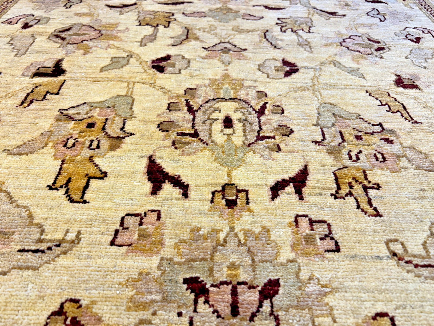 4'3"x6'1" Hand-knotted Wool All-Over Area Rug - Handmade Carpet Beige 4x6