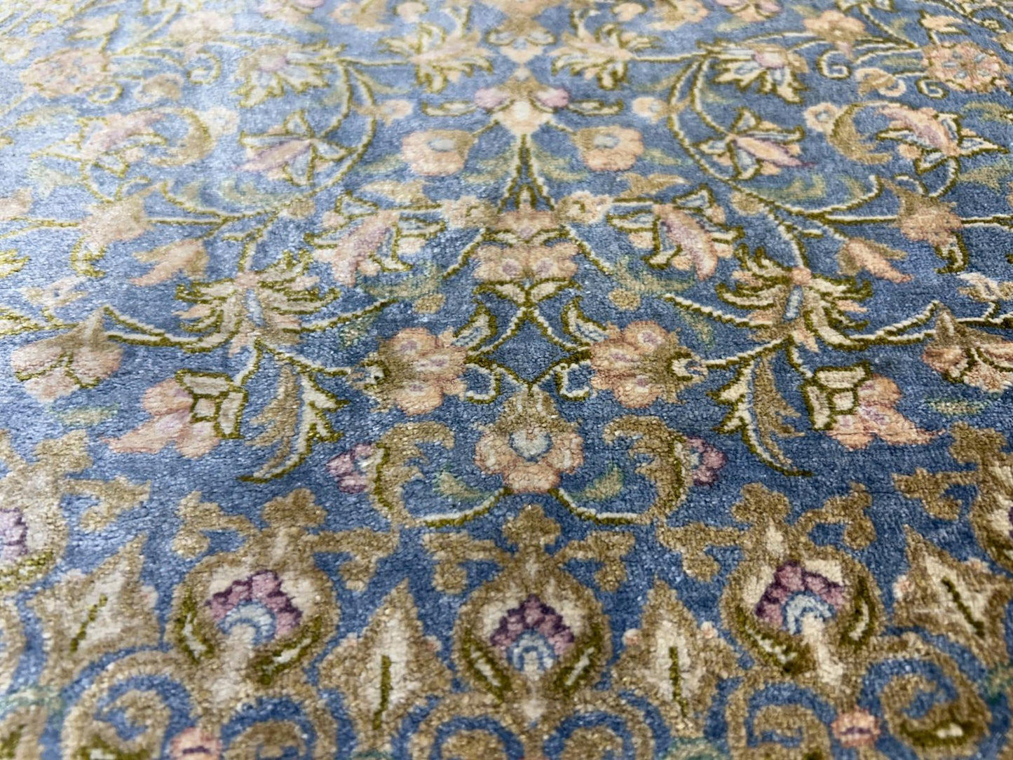 3x5 Luxurious Fine Hand-Knotted 100% Silk Persiane Qume Rug Handmade Green