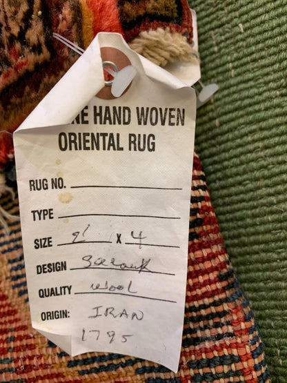 2'1"x4' Antique Handmade 100% Wool Persian Sarouk Rug