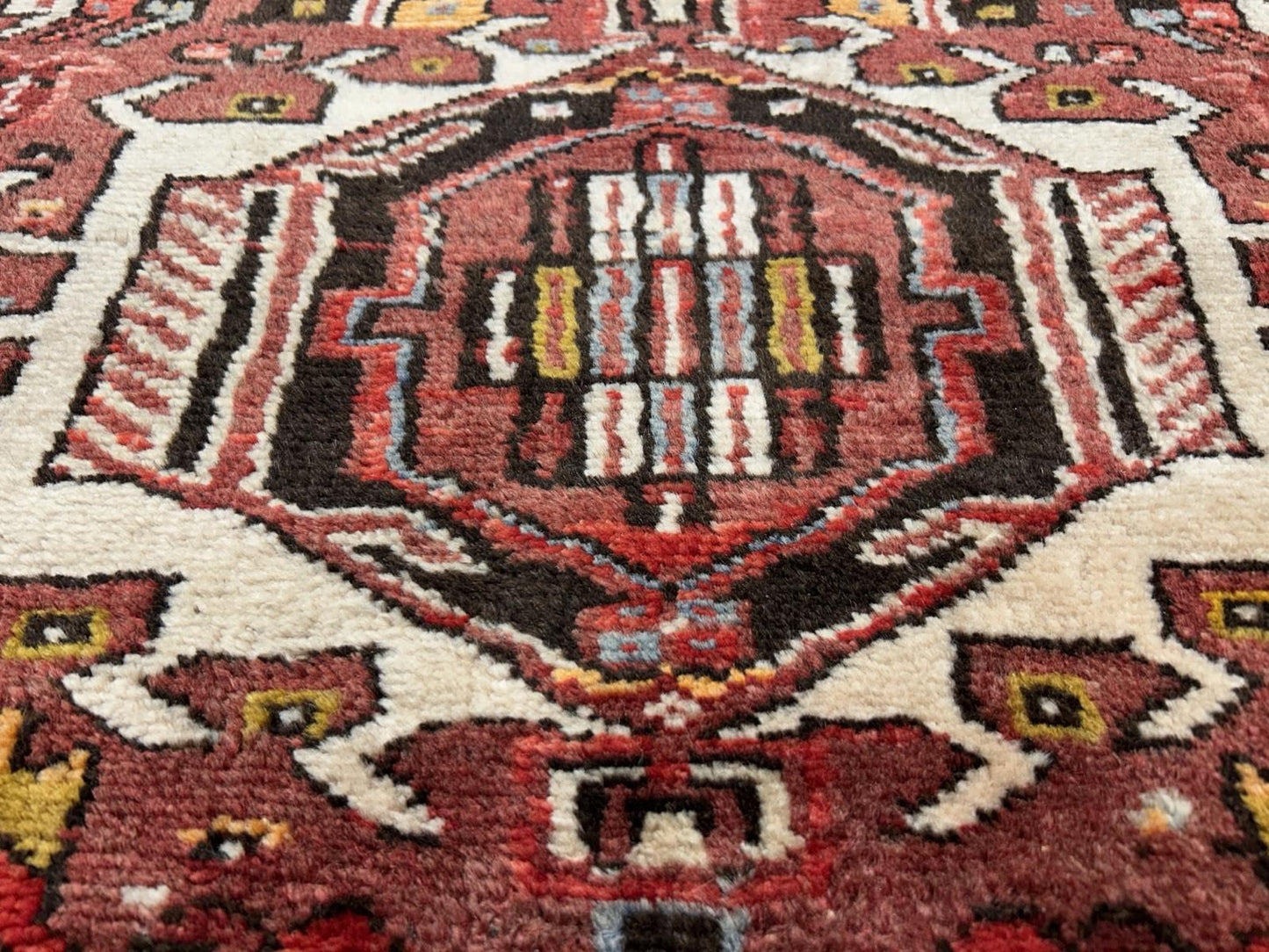 3'3”x12’2” Antique Hand-knotted Wool Herize Runner Rug - Handmade Red 3x12