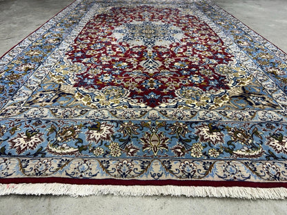 3’7”x5’3” Hand-Knotted Fine Wool & Silk Isfahane  Area Rug - Handmade Carpet 3x5