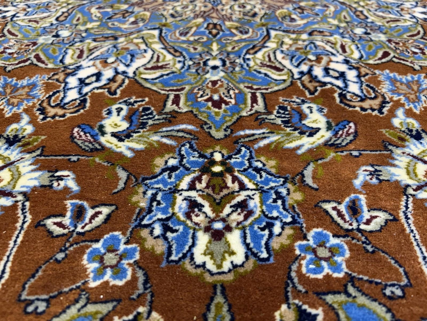 6’10”x9’10” Hand-Knotted  Fine Wool & Silk Isfahane  Area Rug - Medallion Carpet