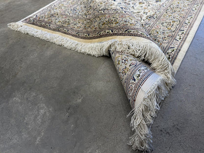 3x5 Luxurious Fine Hand-Knotted 100% Silk Persiane Qume Rug Handmade Beige