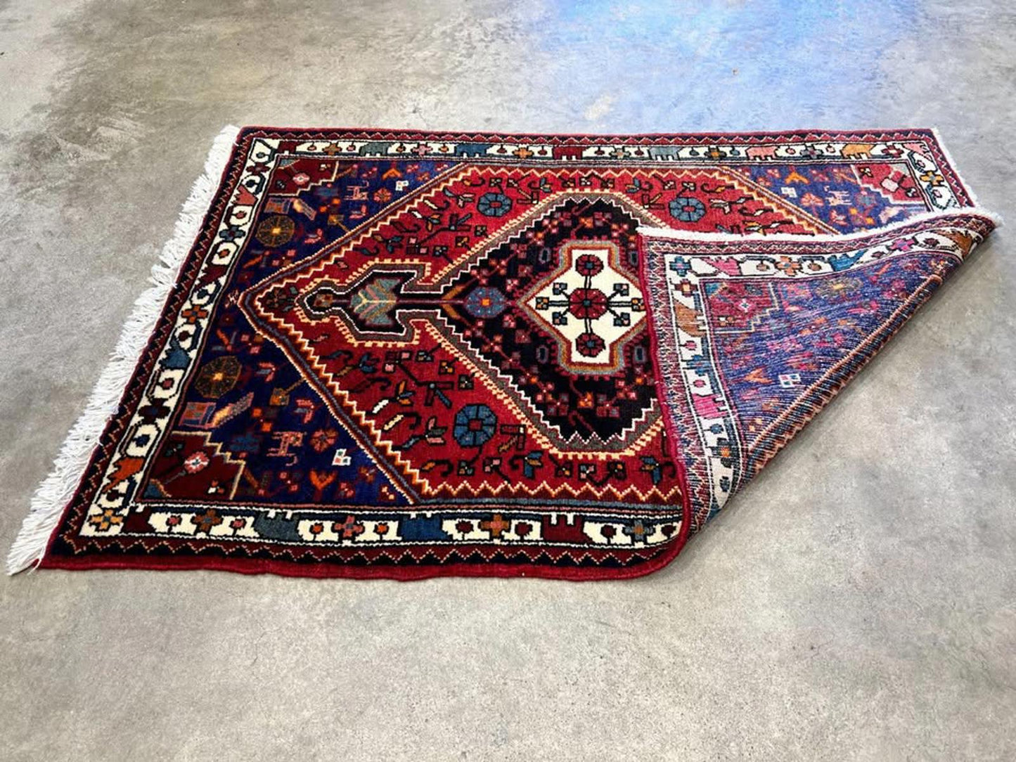 2'10"x4'2" Hand-Knotted Wool Hamadan Persian Rug
