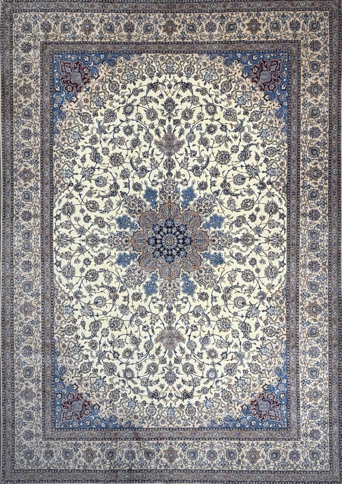 8’7”x12’1” Hand-Knotted Wool & Silk Nain Habibian Area Rug 8x12 Handmade Carpet