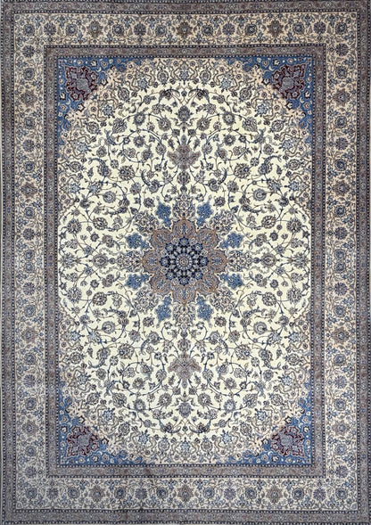8’7”x12’1” Hand-Knotted Wool & Silk Nain Habibian Area Rug 8x12 Handmade Carpet