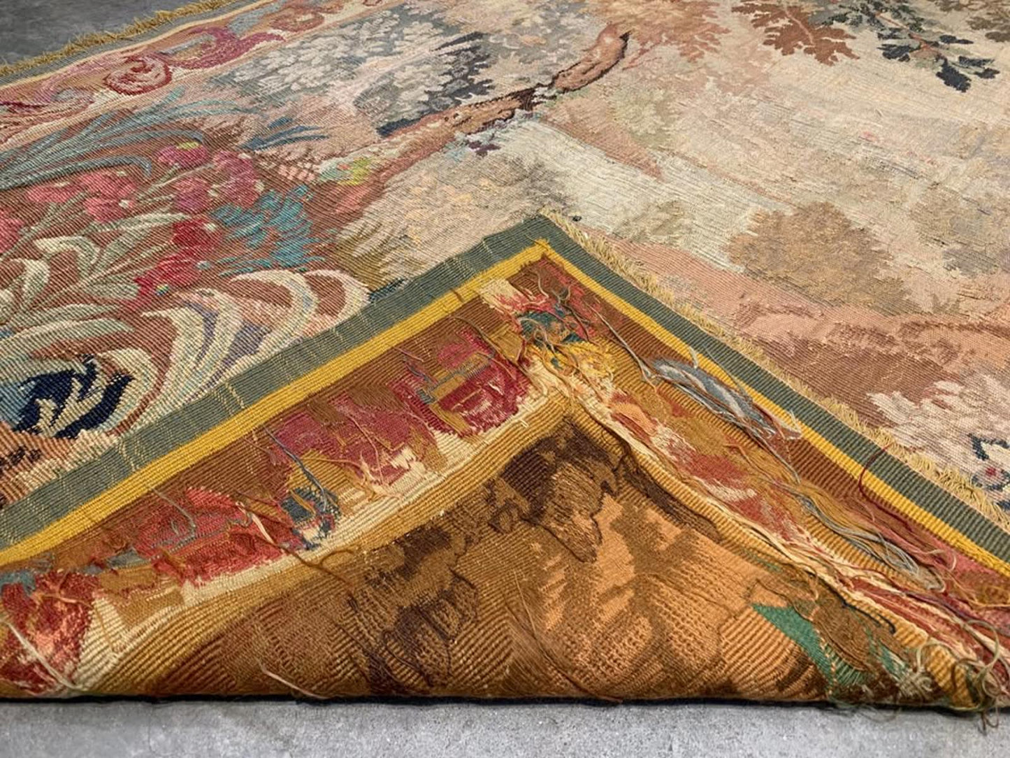 4'x6' Antique Handmade French Aubusson Tapestry