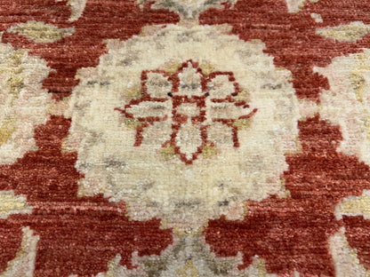 4'x5'9" Hand-knotted Wool All-Over Area Rug - Handmade Carpet Red 4x6