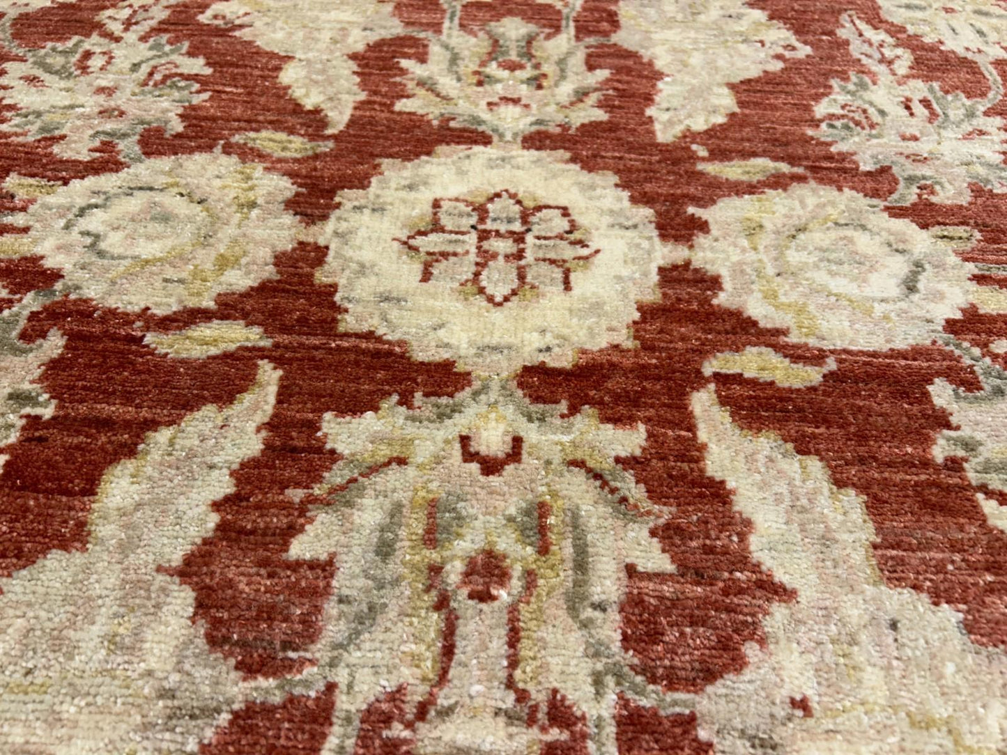 4'x5'9" Hand-knotted Wool All-Over Area Rug - Handmade Carpet Red 4x6