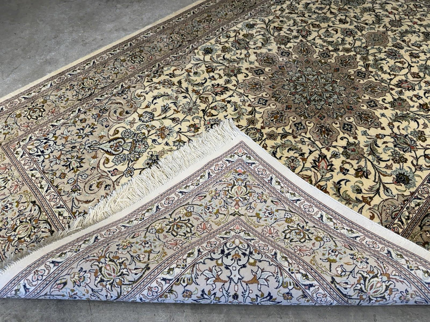 3x5 Luxurious Fine Hand-Knotted 100% Silk Persiane Qume Rug Handmade Beige