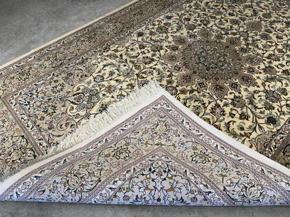 3x5 Luxurious Fine Hand-Knotted 100% Silk Persiane Qume Rug Handmade Beige