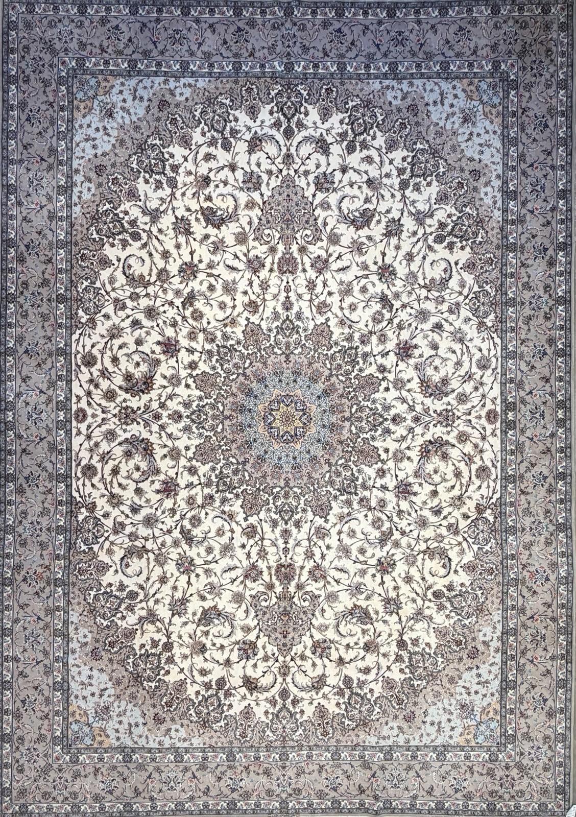 11’7”x16’6” Palace Size Hand-Knotted Wool & Silk Isfahane Area Rug 11x16