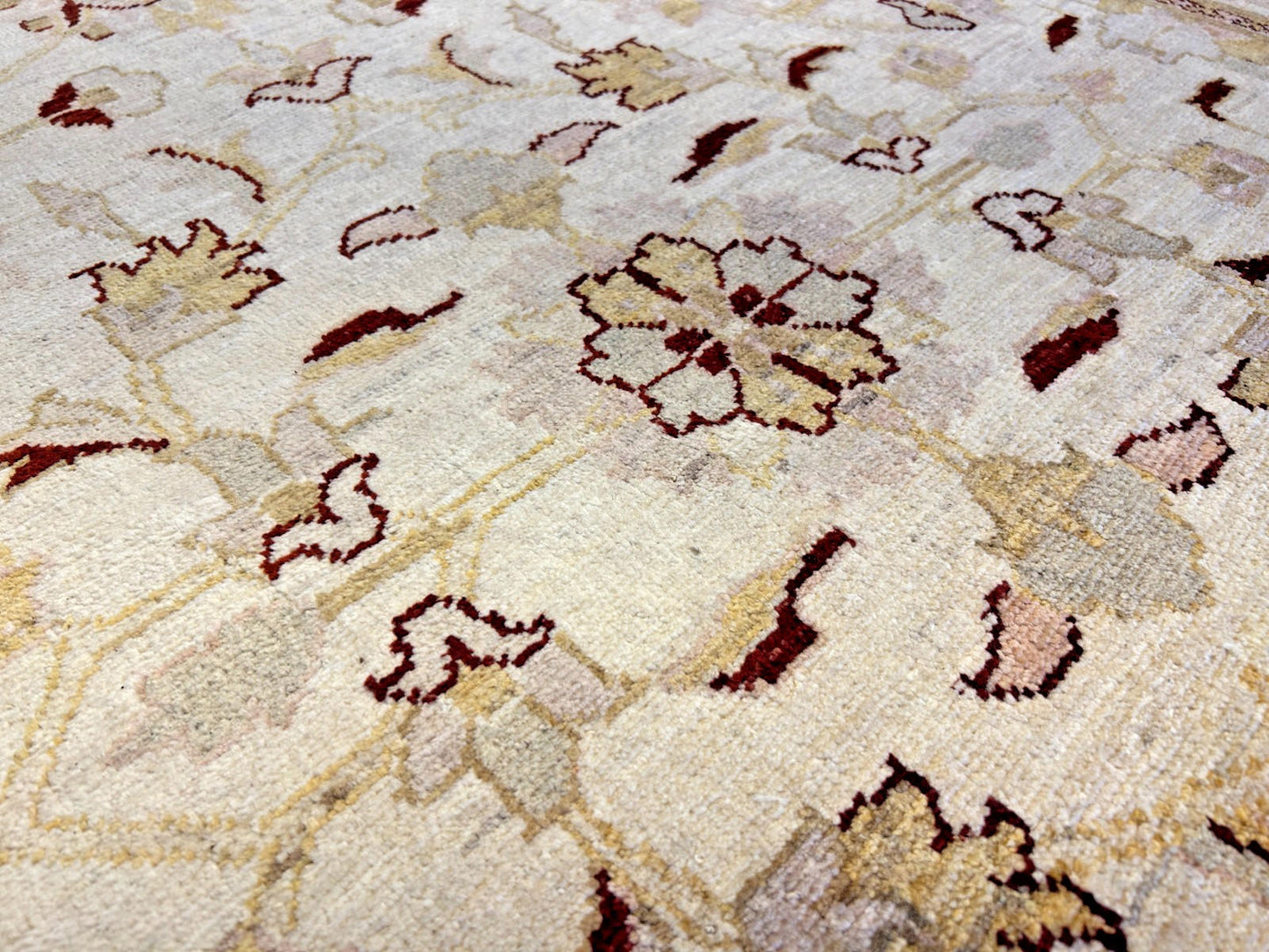 4'3"x6'1" Hand-knotted Wool All-Over Area Rug - Handmade Carpet Beige 4x6