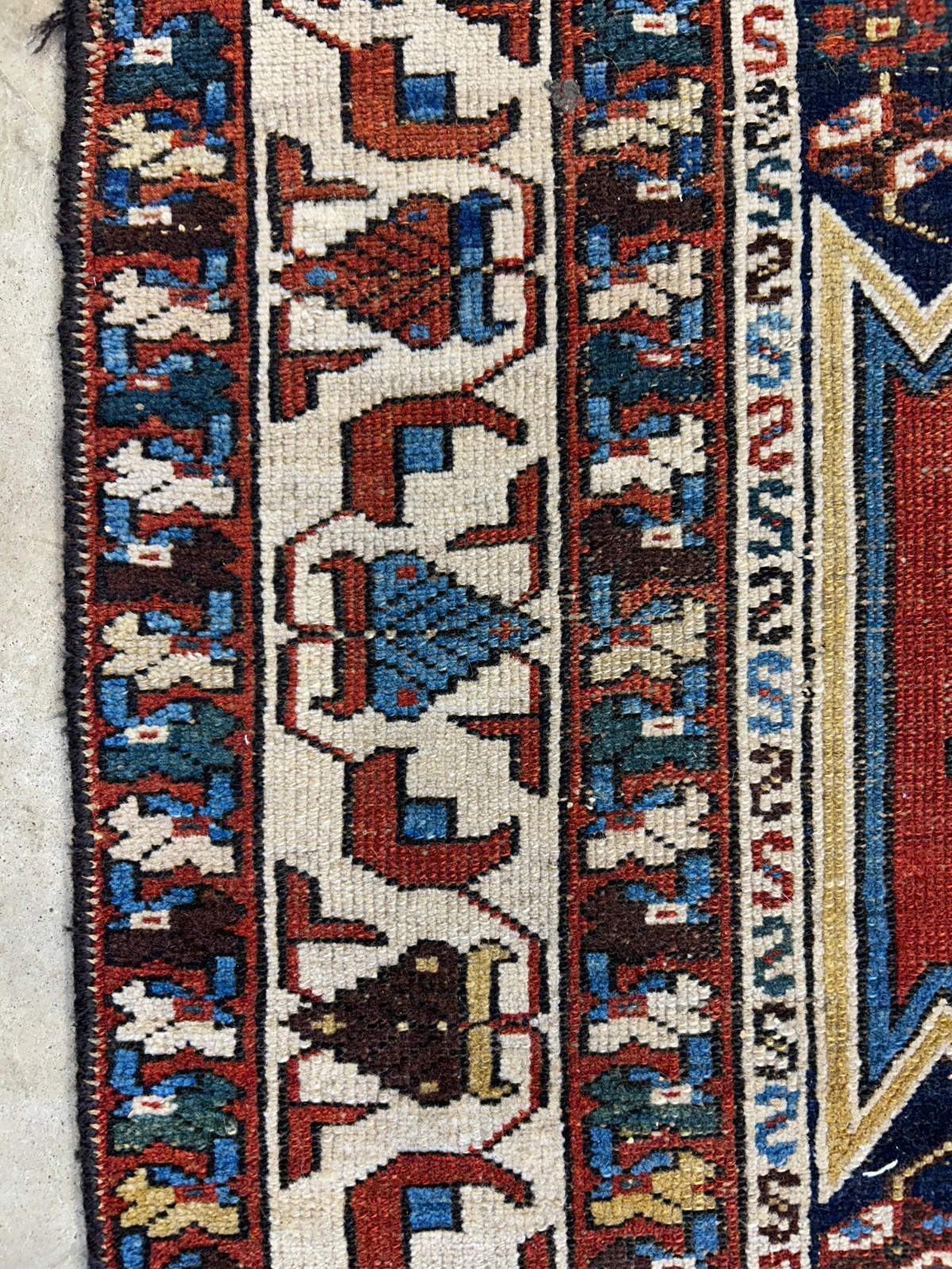 4'3"x6'8" Antique Hand-knotted Wool Qashqaei Area Rug - Handmade 4x6 Carpet