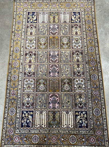 3x5 Luxurious Fine Hand-Knotted 100%Silk Persiane Qume Rug Handmade Gold