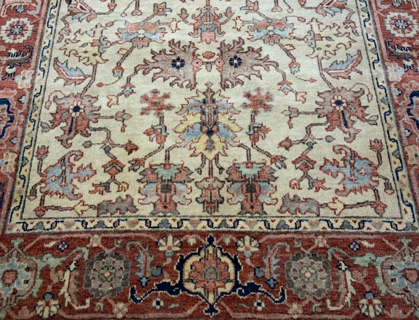 6'x8' Antique Hand-Knotted Wool IndoMahal Area Rug - Handmade Carpet 6x8
