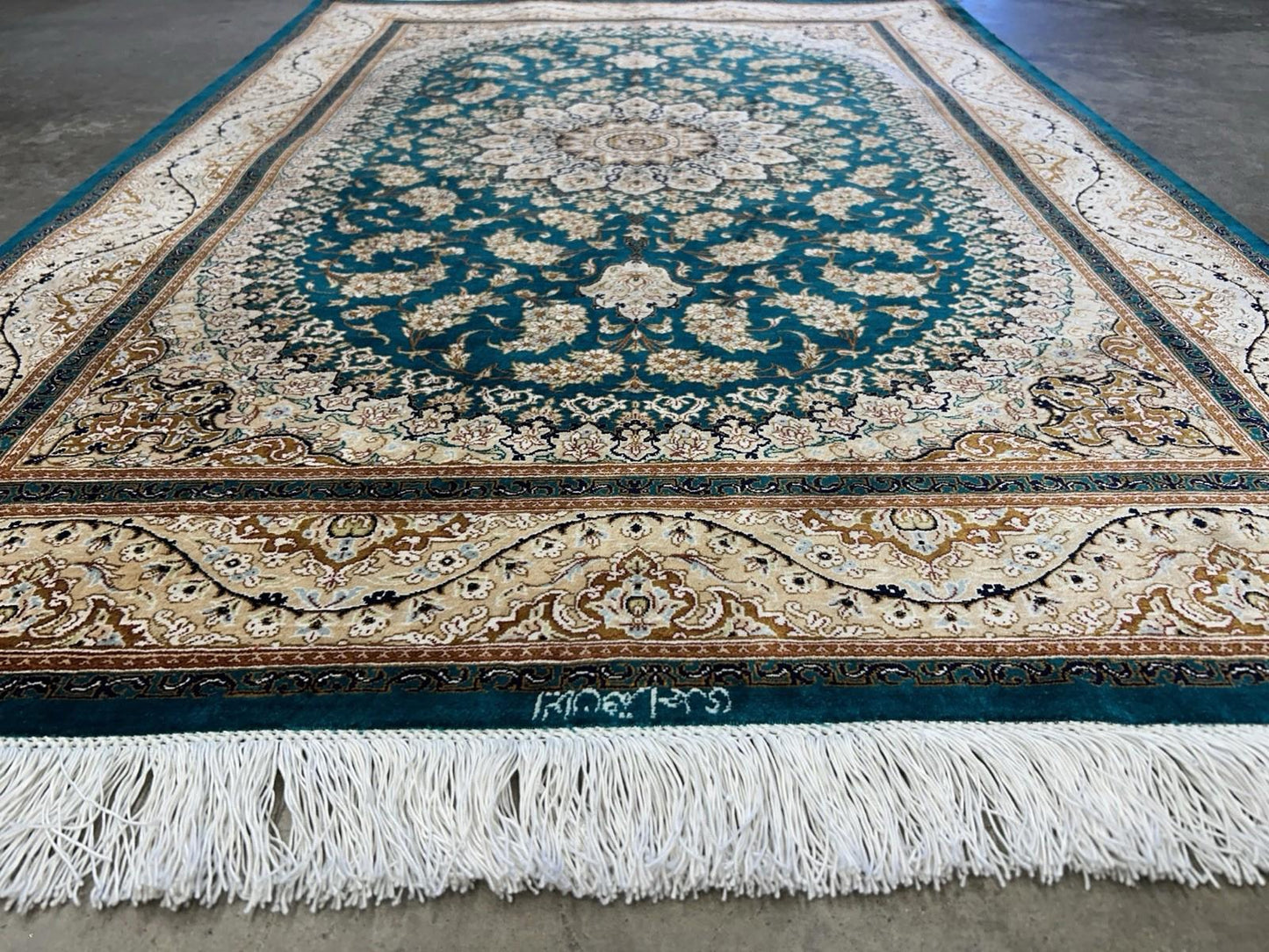 3x5 Luxurious Fine Hand-Knotted 100% Silk Signed Persiane Qume Rug Handmade