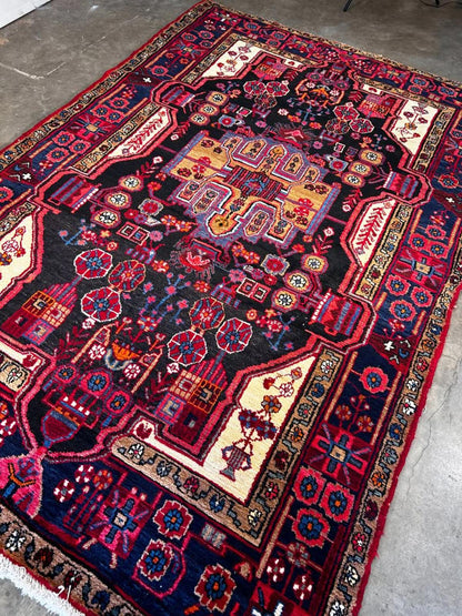 5'3"x8'1" Handmade 100% Wool Persian Nahavand Rug