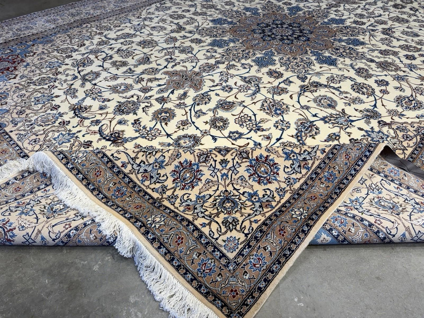8’7”x12’1” Hand-Knotted Wool & Silk Nain Habibian Area Rug 8x12 Handmade Carpet