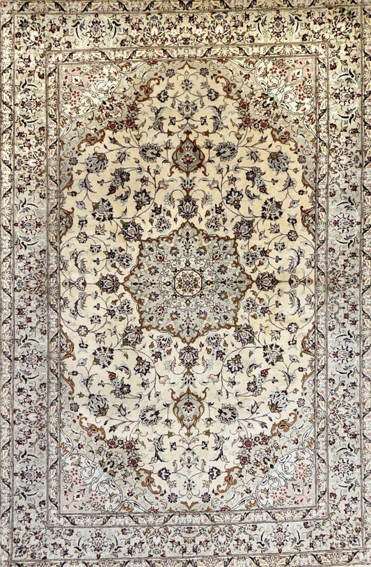 3x5 Luxurious Fine Hand-Knotted 100% Silk Persiane Qume Rug Handmade Beige