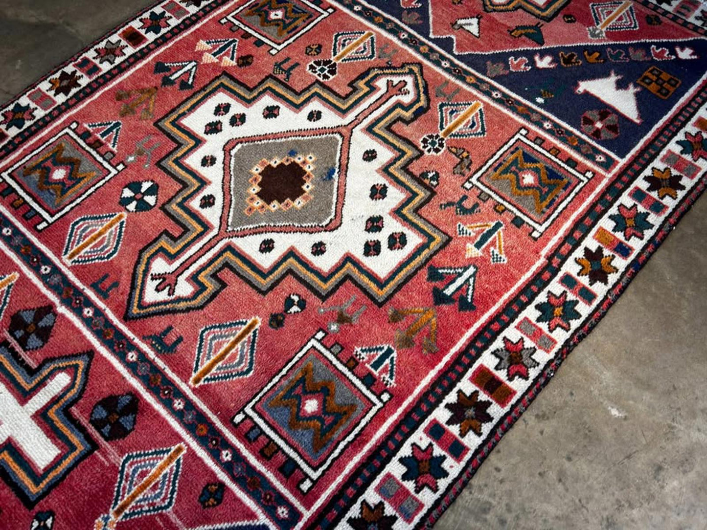 4'6"x6'9" Handmade 100% Wool Persian Hamadan Rug