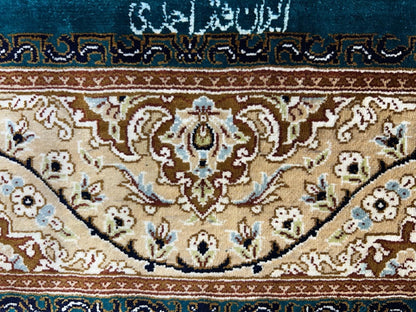 3x5 Luxurious Fine Hand-Knotted 100% Silk Signed Persiane Qume Rug Handmade