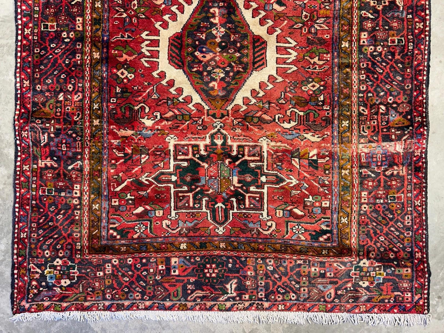 5’x12’10” Antique Hand-knotted Wool Herize Runner Rug - Handmade Red 5x13