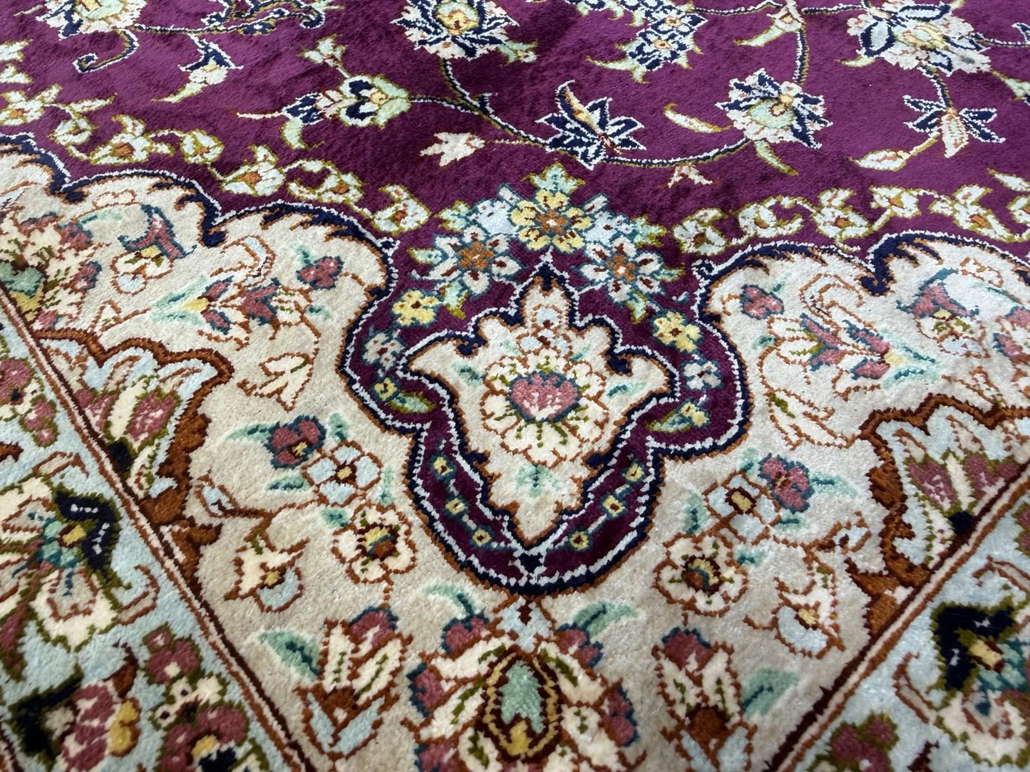 3x5 Luxurious Fine Hand-Knotted 100% Silk Signed Persiane Qume Rug Handmade