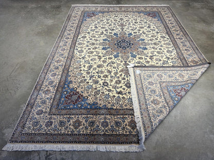 8’7”x12’1” Hand-Knotted Wool & Silk Nain Habibian Area Rug 8x12 Handmade Carpet