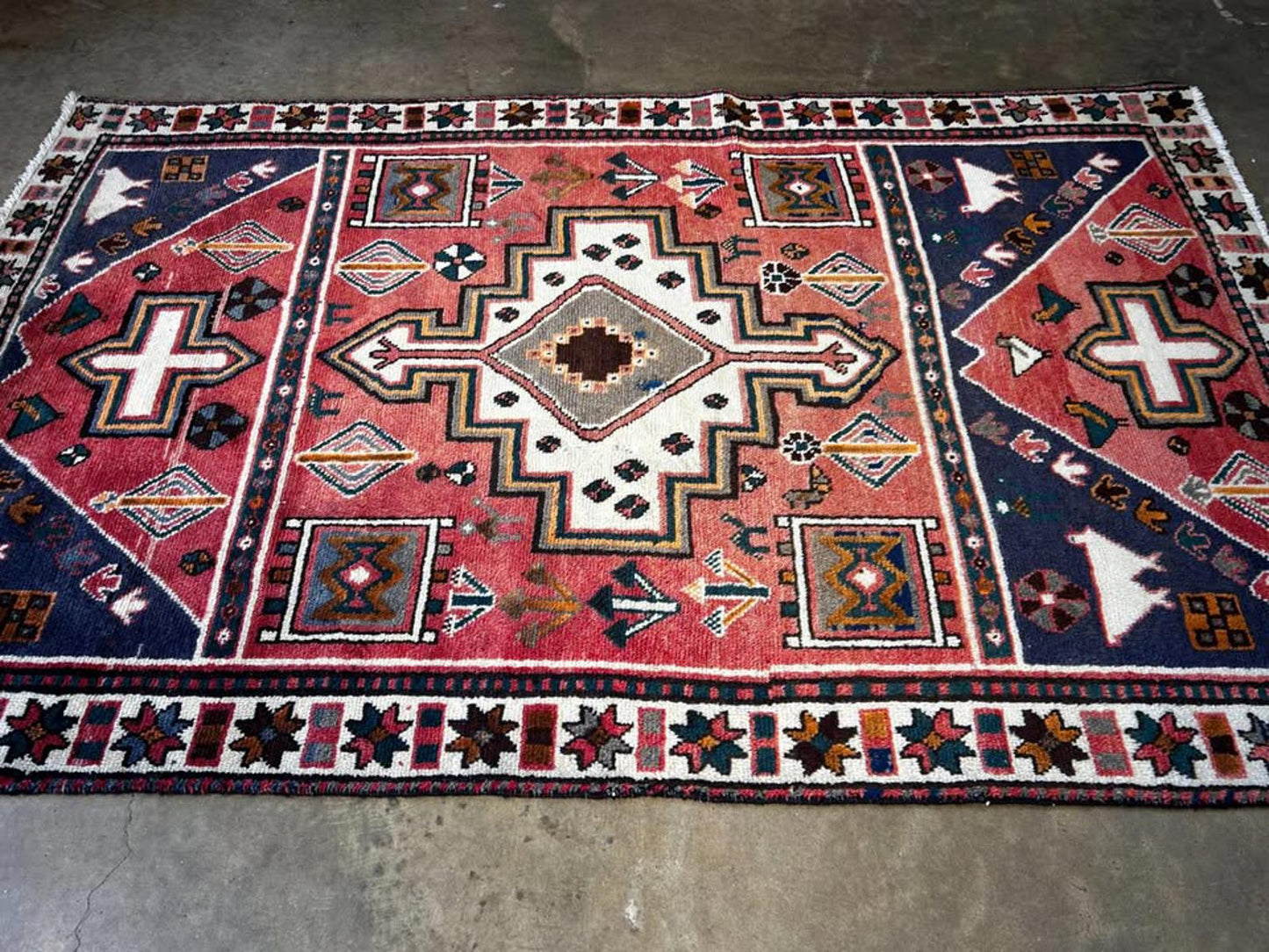 4'6"x6'9" Handmade 100% Wool Persian Hamadan Rug