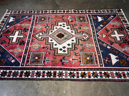 4'6"x6'9" Handmade 100% Wool Persian Hamadan Rug
