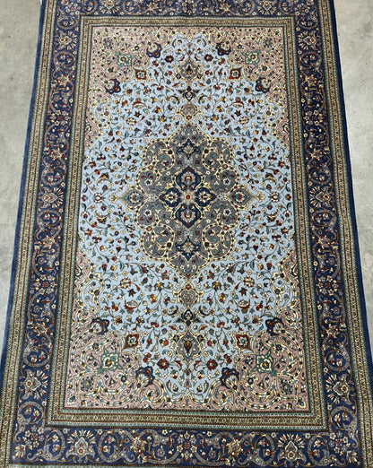 3x5 Luxurious Fine Hand-Knotted 100% Silk Signed Persiane Qume Rug Handmade