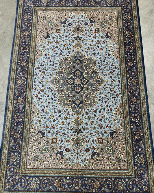 3x5 Luxurious Fine Hand-Knotted 100% Silk Signed Persiane Qume Rug Handmade