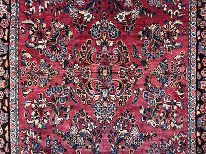 5’7”x14’8” Antique Hand-knotted Wool Sarouk Runner Rug - Handmade Red 5x14