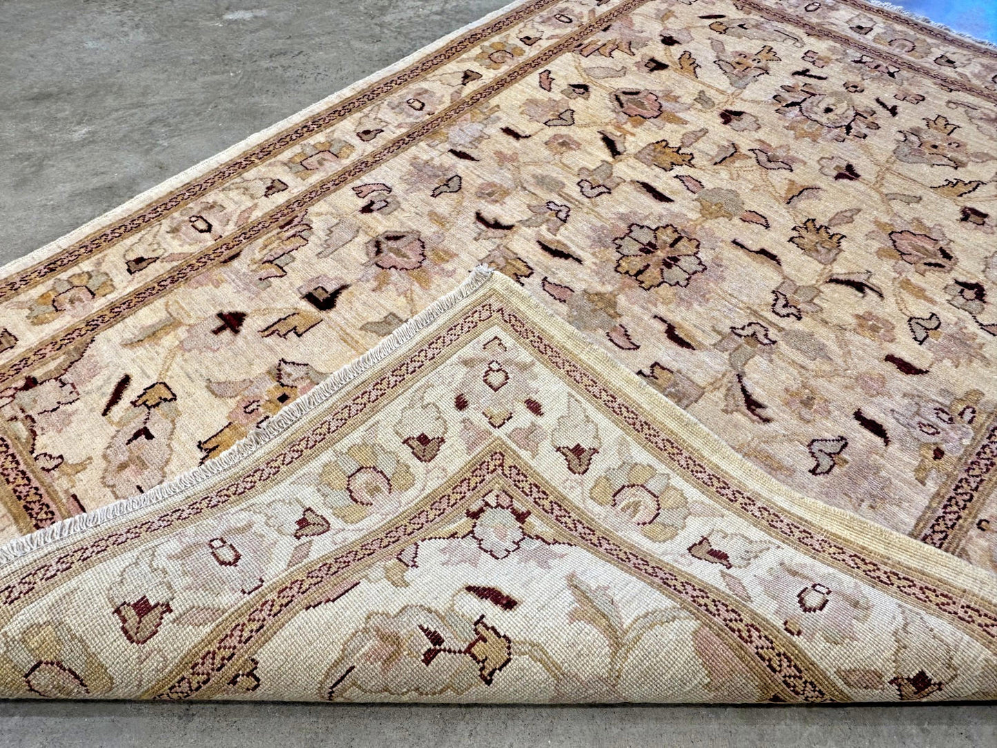 4'3"x6'1" Hand-knotted Wool All-Over Area Rug - Handmade Carpet Beige 4x6